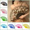 Ornaments Handheld Ladies Lace Hand Fan Translucent Plastic Handle Folding Fan Rose Pattern Spanish Fan Summer