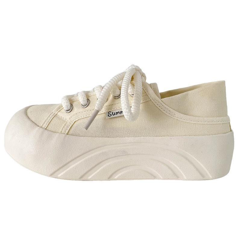 BE-6867 латексная стелька/платформа, два вида ношения парусиновых туфель, женские 2025, новые однопедальные полутапочки, ленивые тапочки для доски