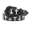 American Yabi Original Design Y2K Cross Pattern Rhinestone Printing Belt Y2K Trend Pu Leather Belt