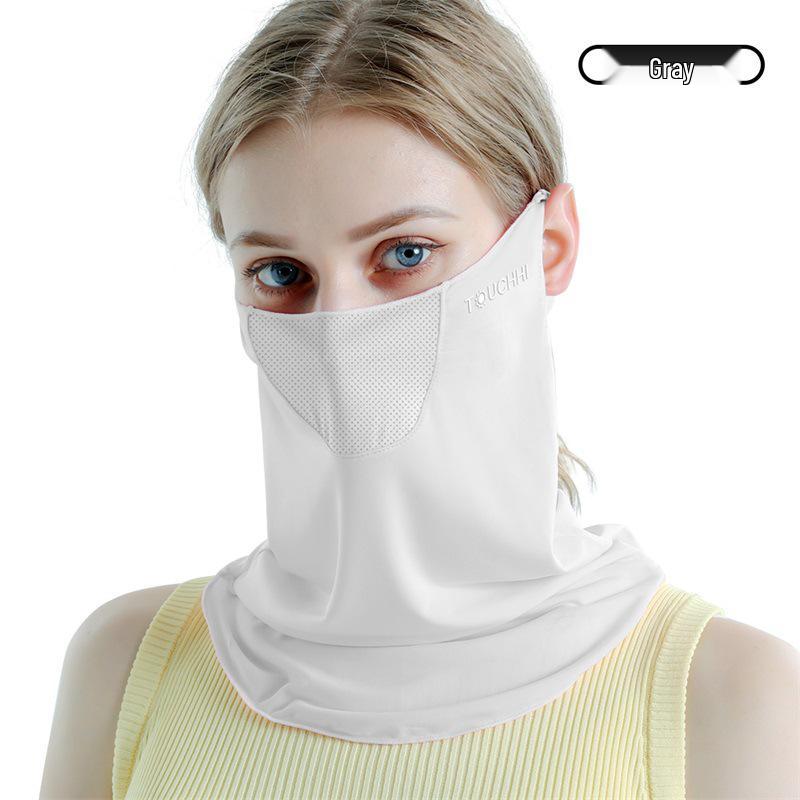 Женская маска для лица от солнца из ледяного шелка с 3D-защитой для глаз - Дышащая, тонкая и румянец для езды на велосипеде на открытом воздухе