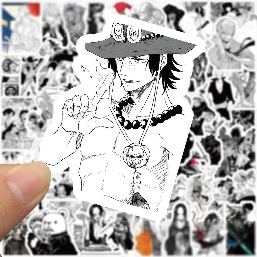 10/30/50/100 шт. Черно-белые стикеры Аниме ONE PIECE Крутые наклейки с персонажами Луффи, Зоро Мультяшные Наборы стикеров для DIY Велосипеда Канцелярских товаров Граффити