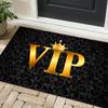 Роскошный 3D VIP ковер - Нескользящий полиэстер, Черно-золотая VIP корона, Идеально подходит для патио, гостиной, спальни