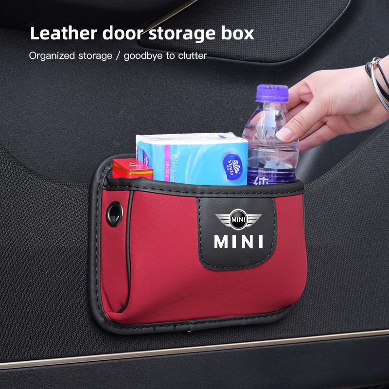 Car Door And Seat Back Leather Storage Box Sorting Bag For MINI Cooper R56 F56 R50 JCW Cabrio Aceman Countryman Clubman Roadster