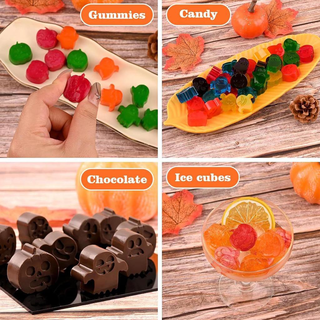 Форма для Хэллоуина на 15 ячеек - Безопасна для микроволновой печи для шоколада, жевательных конфет, мыла, восковых свечей, украшений для тортов, DIY угощений
