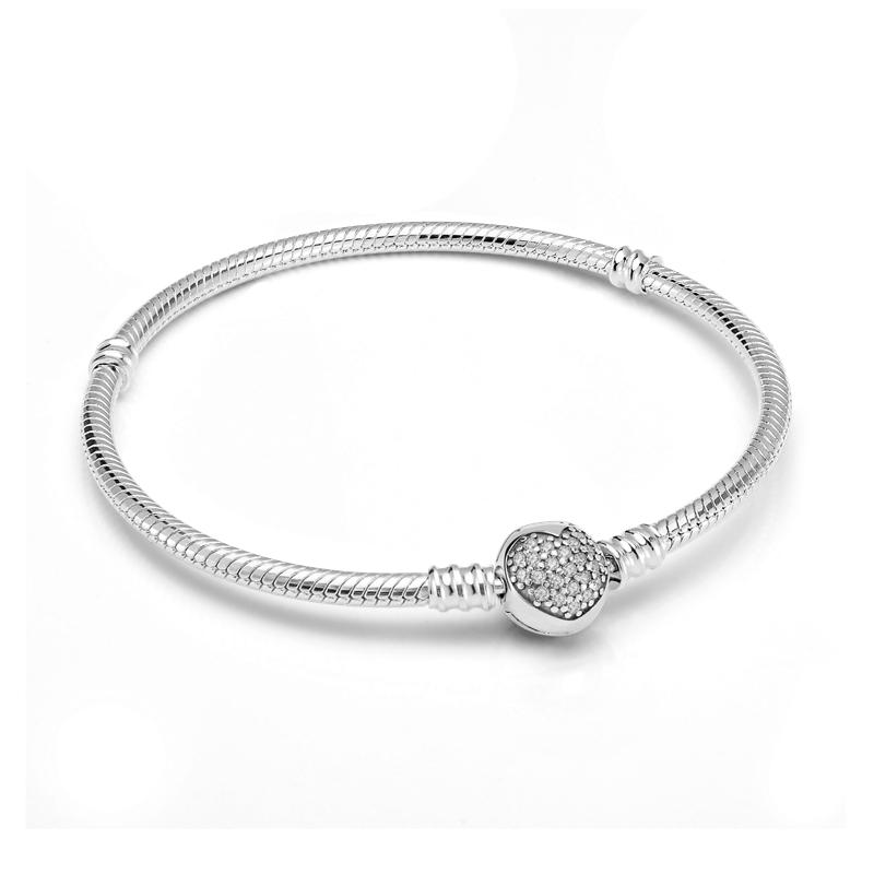 Women Fashion Trend 925 Silver Snake Chain Charm Bracelets Fit Original Bead Pendant DIY Fashion Jewelry Making Accessories Gift