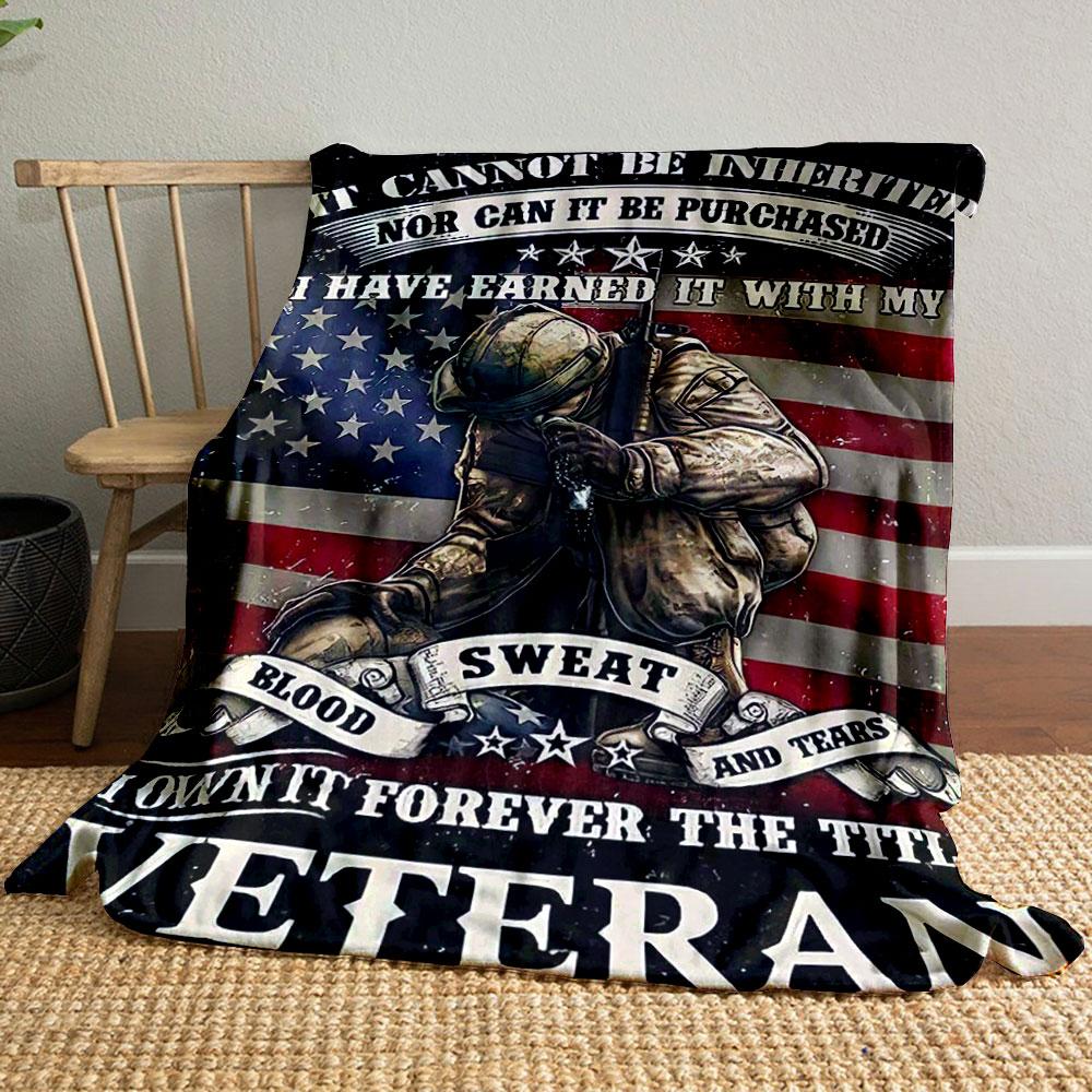 Veteran US Flag Sweat Blood Tears Blanket bedroom Blanket for Livingroom Couch lunch break Soft throw for Friend's festival Gift