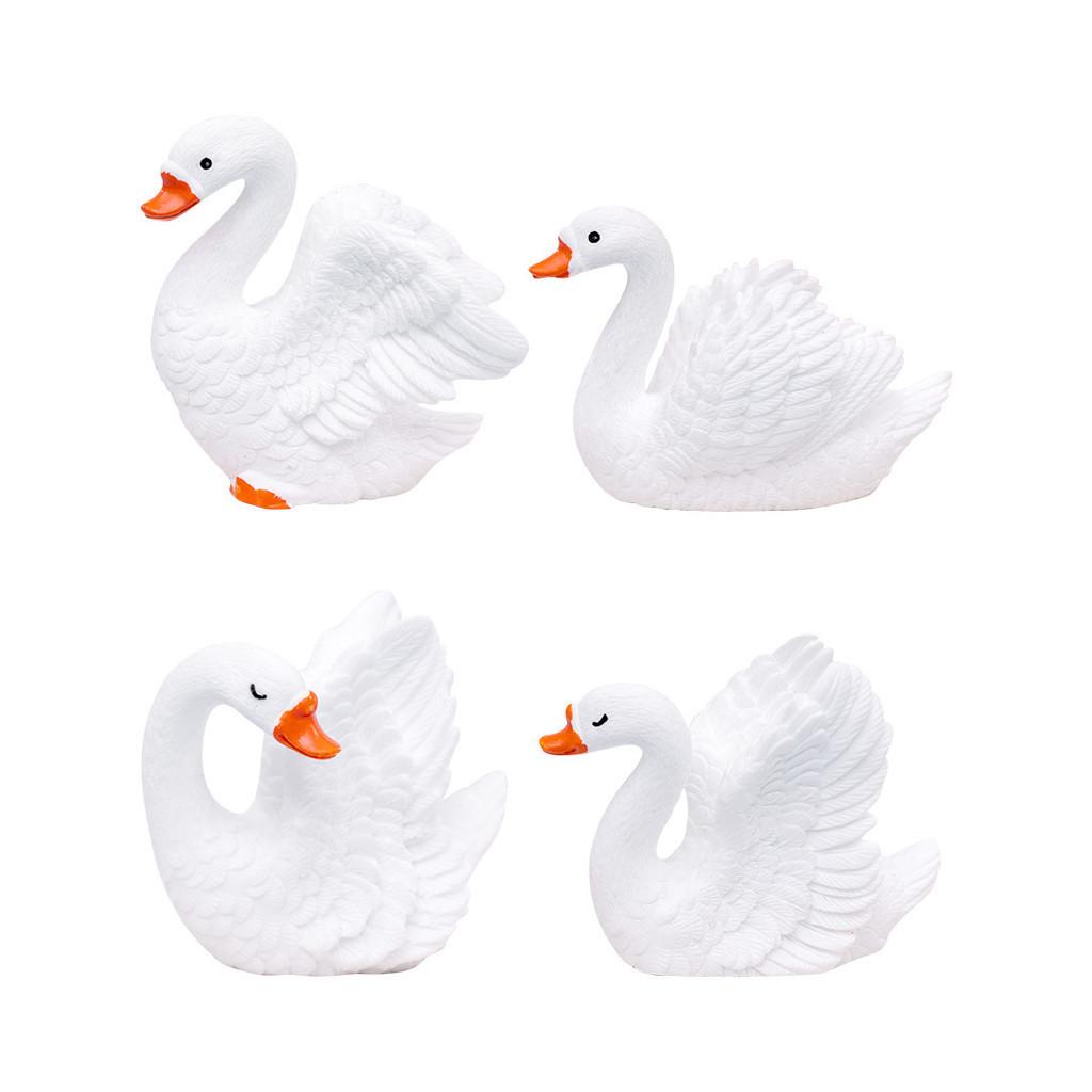 Charming Resin Swan Figurines Diy Creative Micro Landscape Desk Decorations