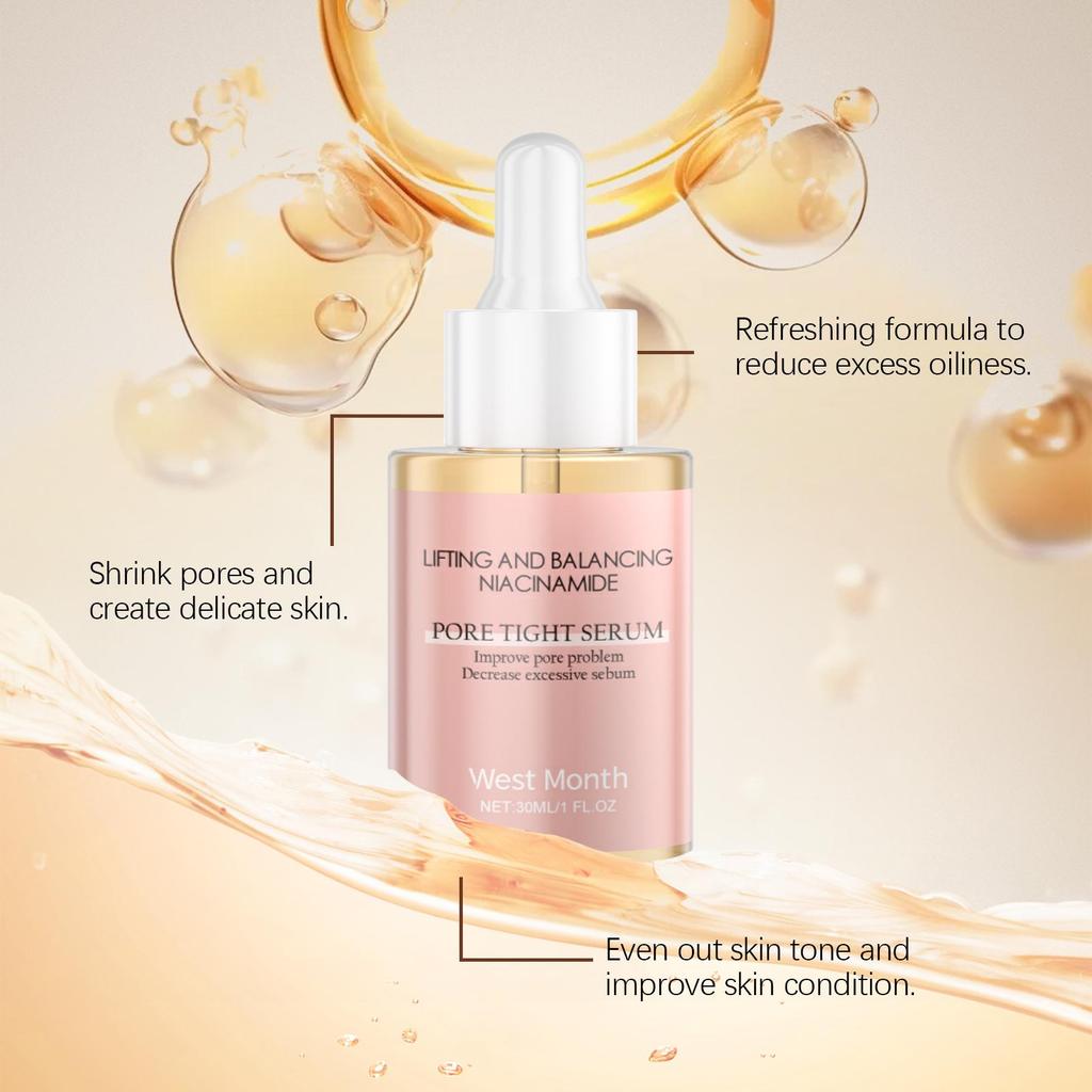 West Month Niacinamide Pore-Refining Serum Hydrates & Moisturizes Controls Oil Improves Skin Texture Minimizes Pores Soothes Skin For Face Use 30ml
