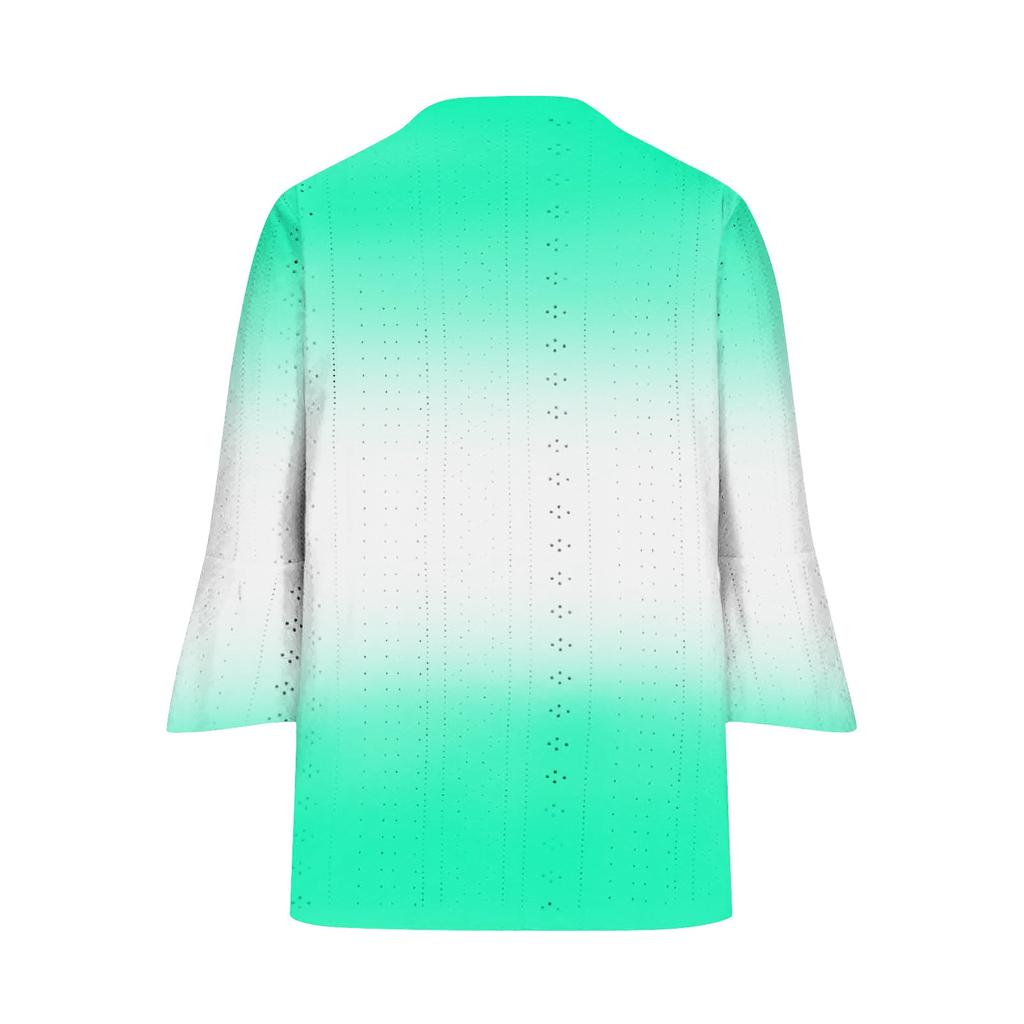 Женская мода свободный повседневный принт с рукавом три четверти рубашка на пуговицах кардиган топ