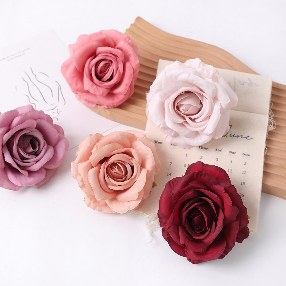 2/5 шт. 10 см искусственные розы, шелковые головки цветов, имитация цветка, украшение дома, комнаты, свадебное украшение, аксессуары для DIY венков