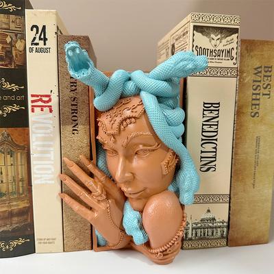 Смола Голова Медузы Бук-нук Декоративные Книжные Подставки Уникальные Змеи Женское Лицо Книжные Упоры Сверхпрочный Книжный Стопор Для Дома Офиса Письменного Стола