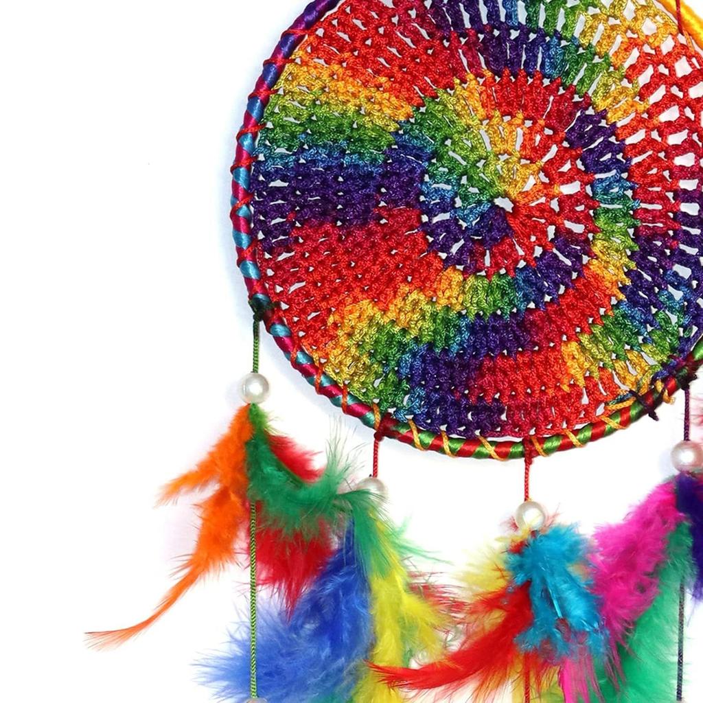 Metal, Bell, Feather, Bead, Thread Wind Chime Dream Catcher for Wall Decor, Bedroom, Balcony, Garden, Kids Room (30 Cm X 13 Cm) Small (Multi)