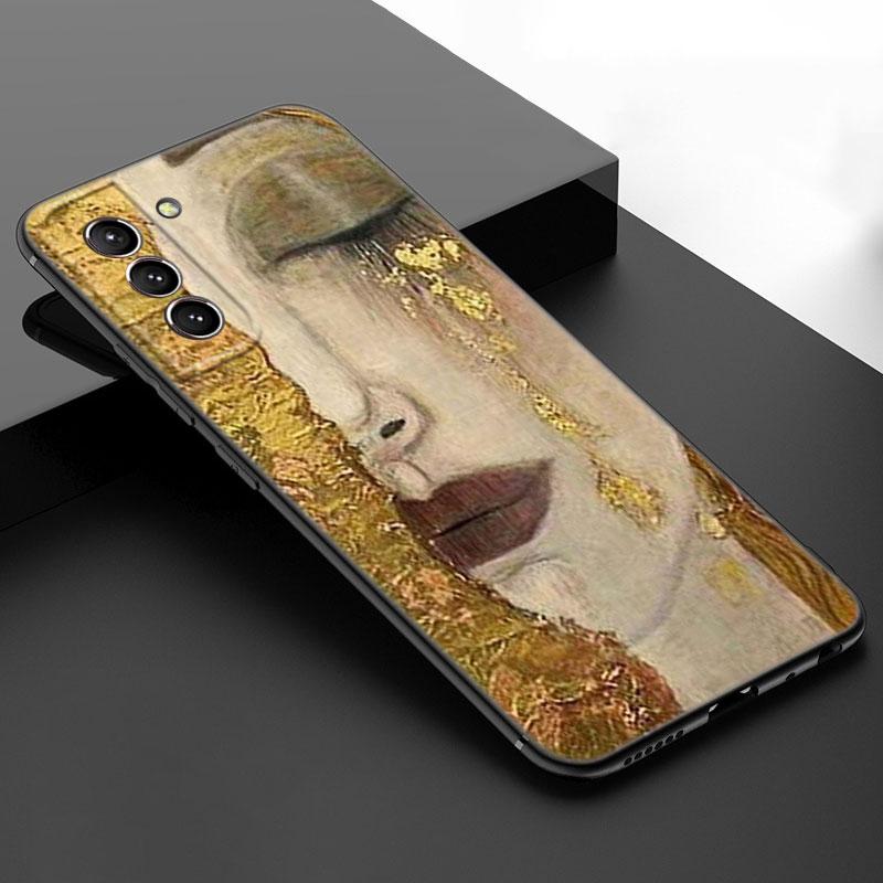 Арт Густав Климт Черный Силиконовый Чехол для Телефона для Samsung Galaxy S23 S21 S20 FE S24 S22 Ultra S10E S10 S9 S8 Plus