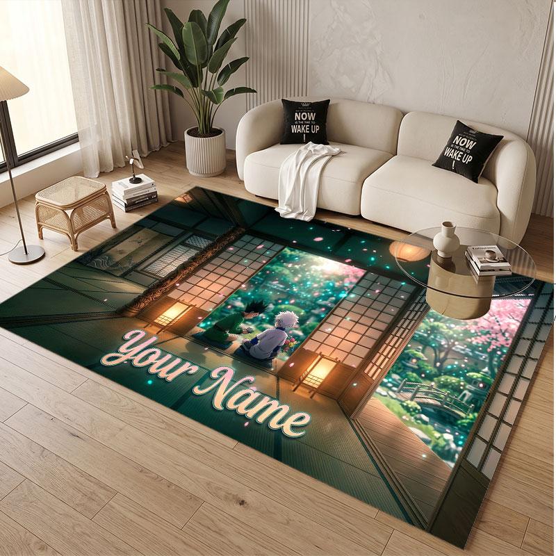 Custom Name Crystal Velvet Rug,Hunter × Hunter Comfortable Anti Slip Floor Mat For Room Decoration