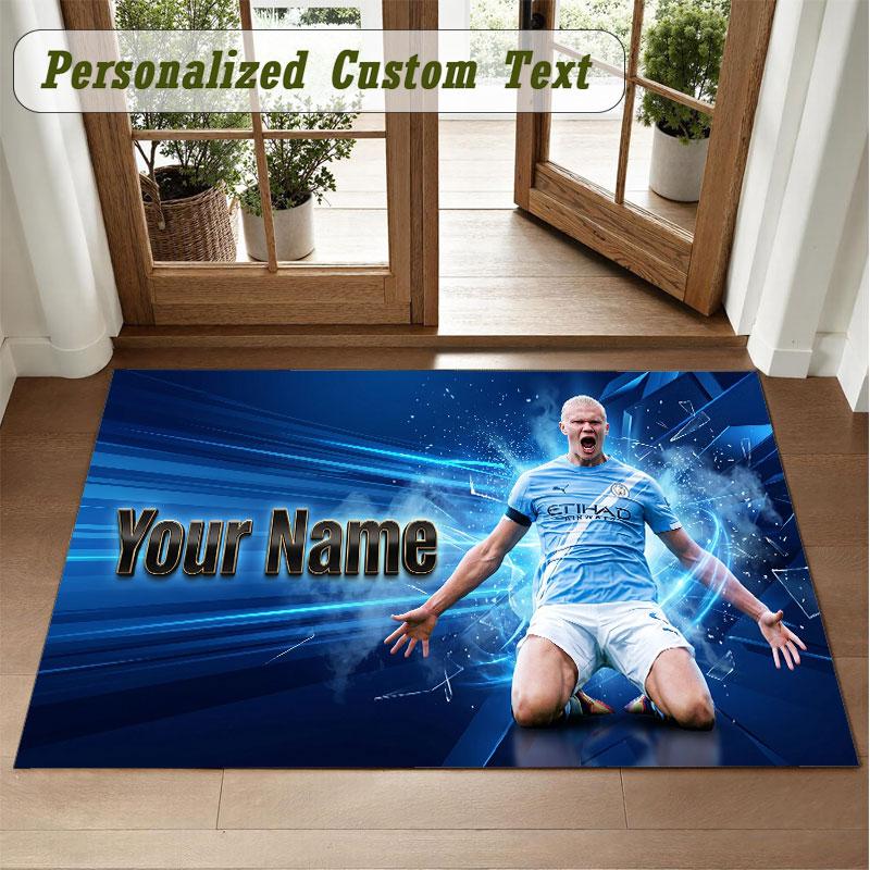 Crystal Velvet Square Rug Custom NameErling Haaland Pattern Non Slip Home Floor Decor Rug