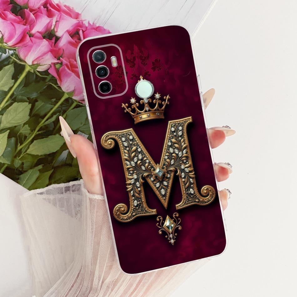 For OPPO A53 A32 A33 (2020) Royal Crown Initial Letter Couple Phone Case For Oppo A53 CPH2127 CPH2131 Soft Silicone TPU Bumpers