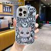 Чехол для телефона: 2D плоский дизайн, подходящий для защитного чехла iPhone 18 17 16 15 14 13 Pro, стиль для пары, синий бант серый кот, подарки на Рождество и Хэллоуин