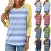 Shirt For Women's Fashion Casual Raglan Sleeve Round Neck 3/4 Sleeve Loose Printed T-Shirt Ladies Top