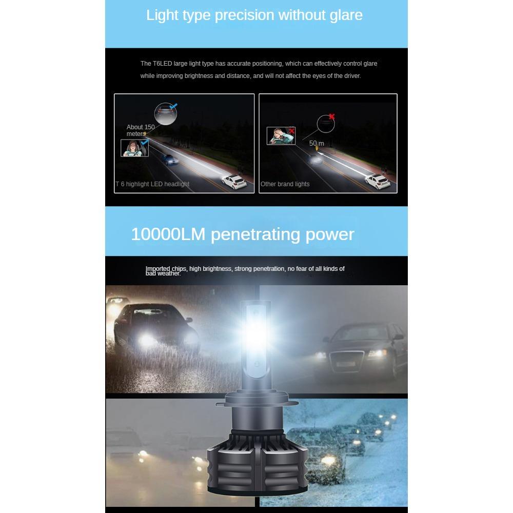 T6 трехцветная автомобильная светодиодная фара, фара дальнего и ближнего света, встроенная фара, золотой свет, противотуманные фары H1 H7 H11