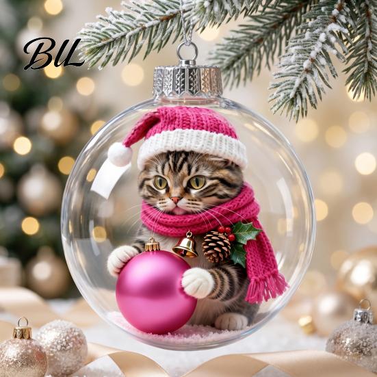 Glowing Christmas Scene Ornaments Story Ornament, Light?Up Mini Animals Hanging Ball Ornament with Warm Festive Luminous Spheres LED Light,