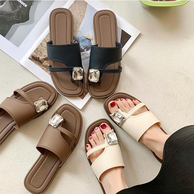 Модные Дизайнерские Сандалии-Слипоны Минималистичные Стильные Плоские Шлепанцы Для Женщин Уличная Повседневная Обувь