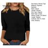 Women Casual T-shirt O-neck 3/4 Sleeve Pullover Tops Solid Color Slim Fit Tunic Tops Stretchy Tee Shirt Streetwear