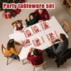 Тема Рождественской елки Украшение для праздничной вечеринки Бумажные тарелки, Стаканы, Бумажные полотенца Набор посуды