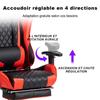Fauteuil Gaming - FOXSPORT - Réglable - Appui-tête et oreiller lombaire - Pédale intégrée - Rouge
