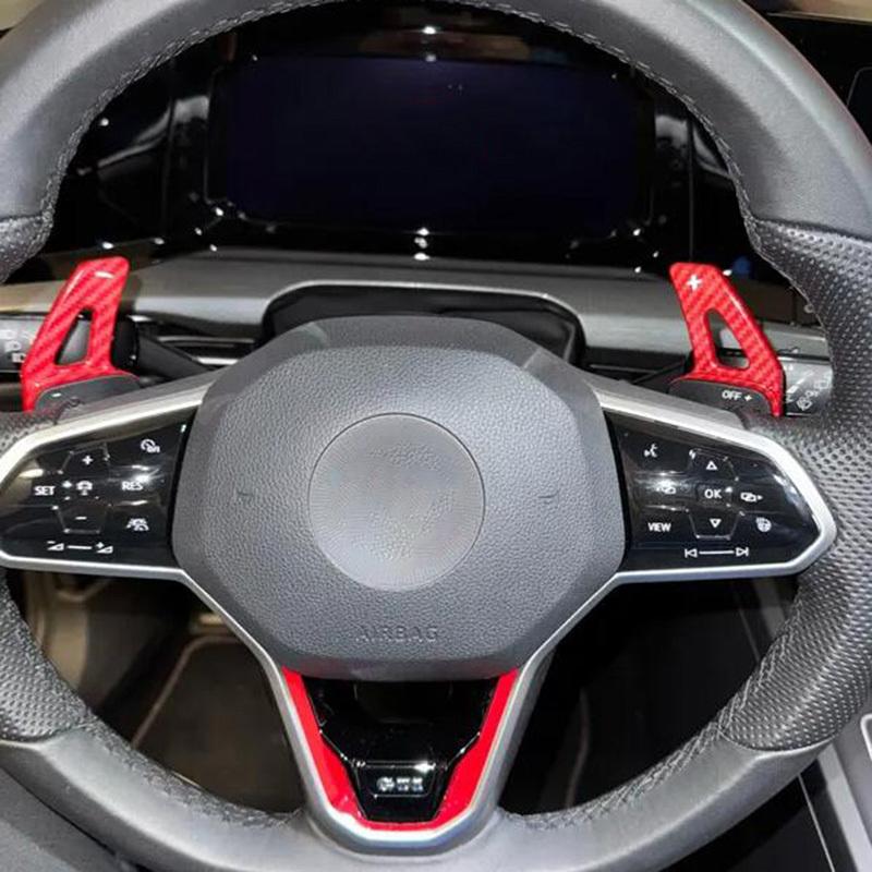Carbon Fiber Car ABS Shifter Gear Shift Paddles Steering Wheel Paddle For Volkswagen VW Tiguan PASSAT Touareg Tharu Golf 8