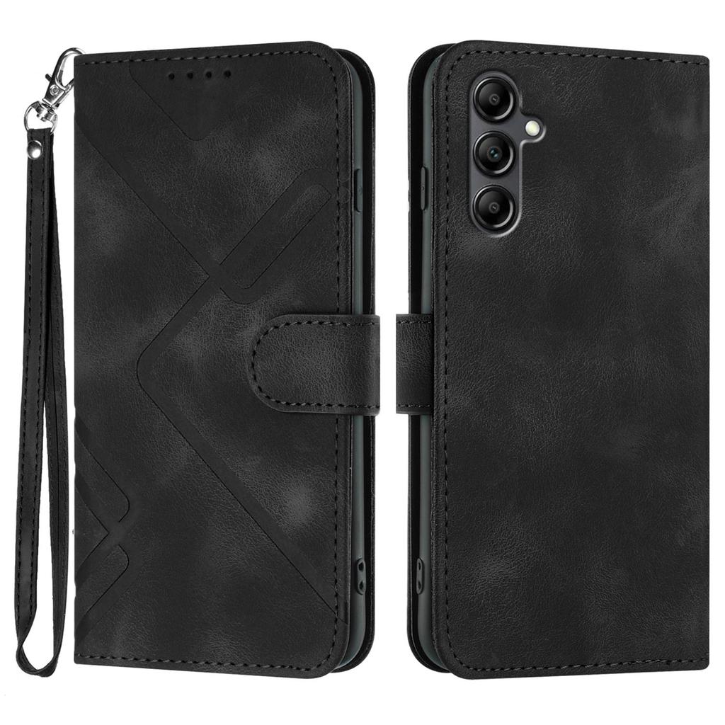 For Samsung Galaxy A15 5G/Galaxy A15 4G Wallet Case Line Imprinted PU Leather Phone Cover with Strap