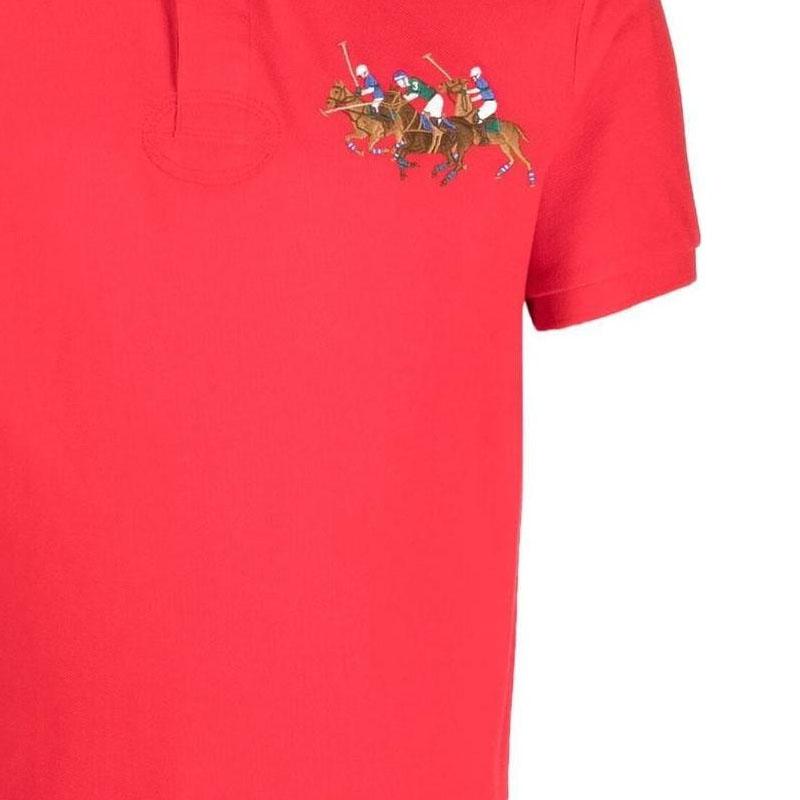 Polo Ralph Lauren SS23 Animal Pattern Straight Fit Short Sleeve Polo Shirt Men tops Bright-Red 710900614-002