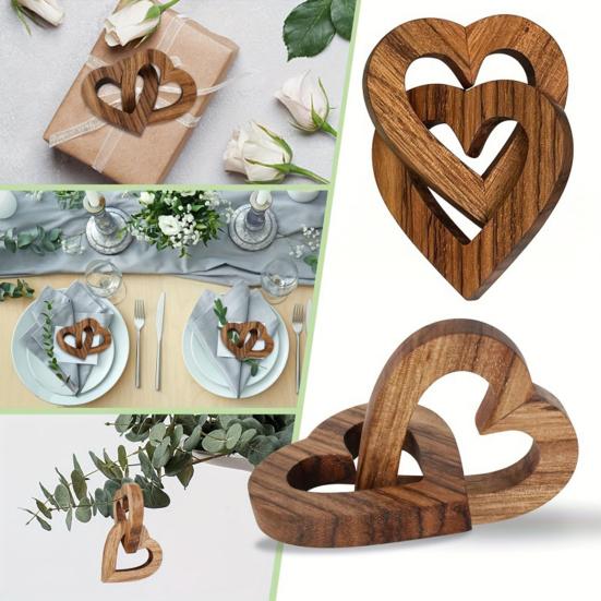 Wooden Heart Ornament Intertwined Hearts Love Memorial Gift Interlinked Heart Couples Keepsake for Anniversary Valentine's Day Gift
