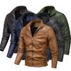 PU Leather Coat Autumn and Winter New Men's Motorcycle Fleece Leather Jacket Youth Casual Plus Size Jacket Jacket