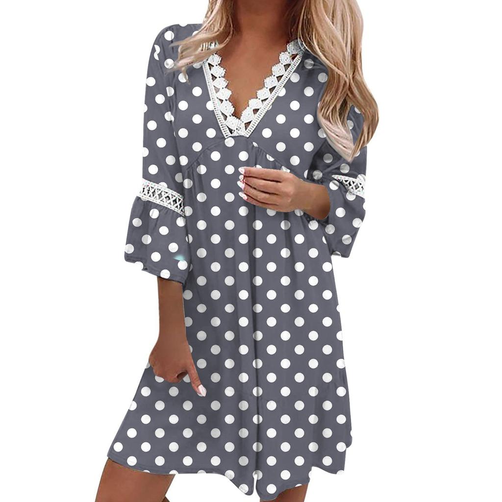 Женское кружевное лоскутное платье с v-образным вырезом в богемном стиле, повседневное курортное платье, женское платье