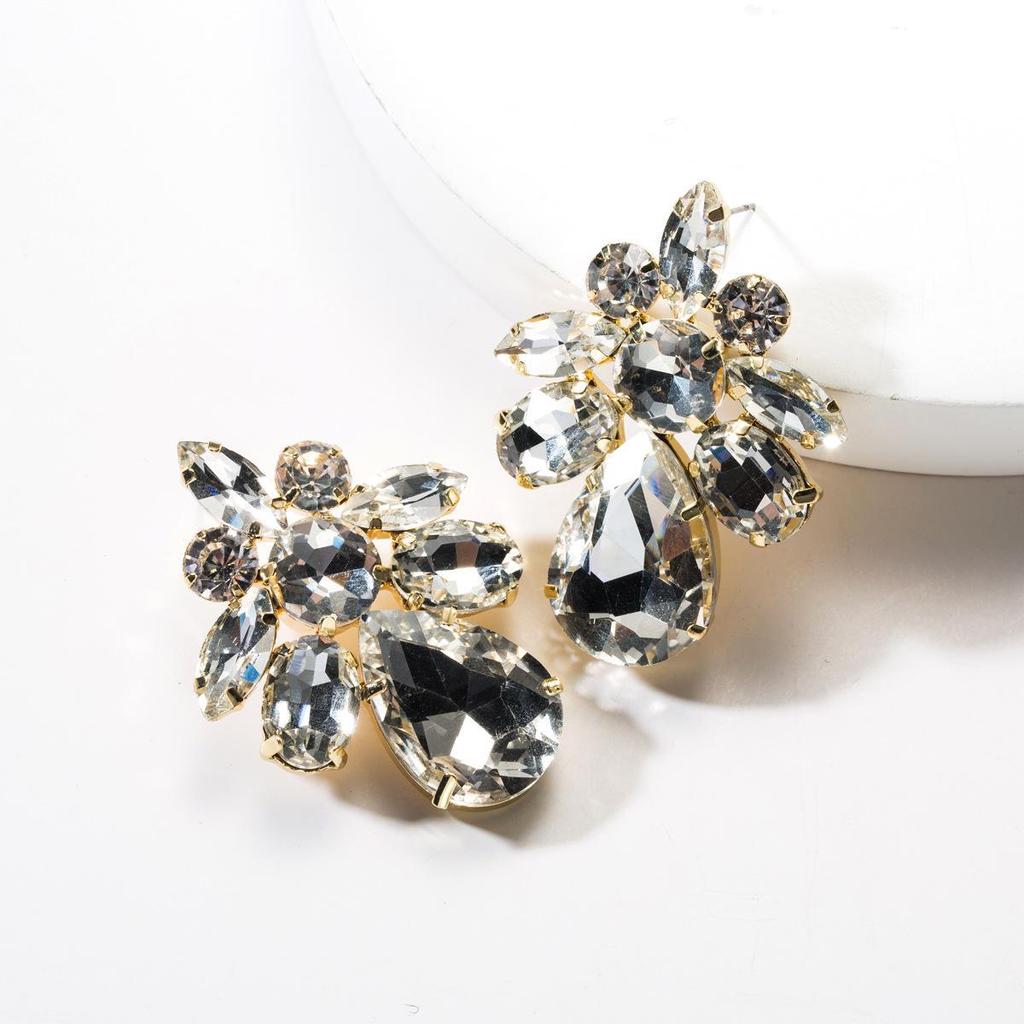 Акриловые серьги-капли с геометрической формой и бриллиантами для женщин — модный европейский и американский дизайн