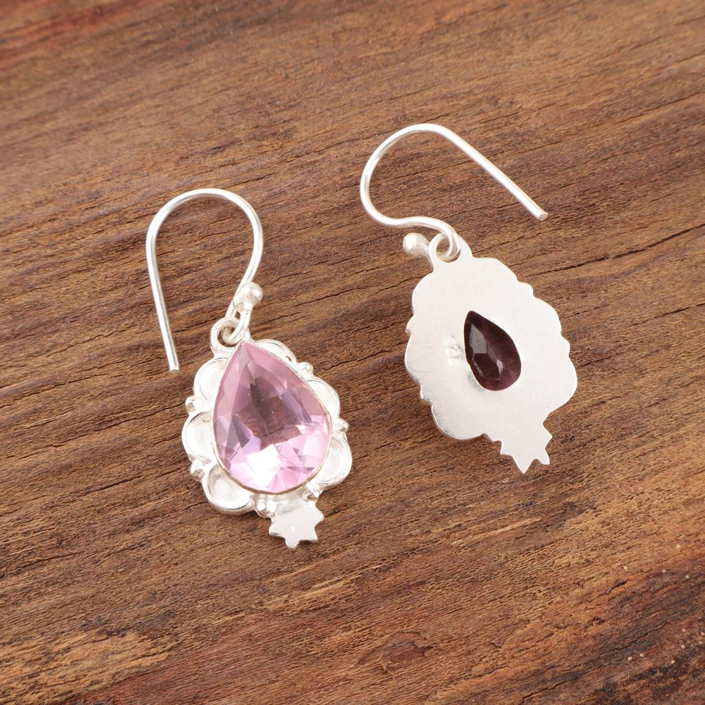 Серьги из морганита и серебра, Серьги из стерлингового серебра 925 пробы, Очаровательные серьги ручной работы для подарка, Серьги бохо с морганитом в подарок жене