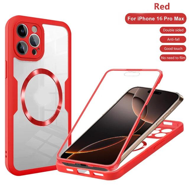 Для iPhone 16 15 14 11 12 13 Pro Max 360° Полностью защищенные двусторонние магнитные чехлы для беспроводной зарядки Magsafe Защитная крышка