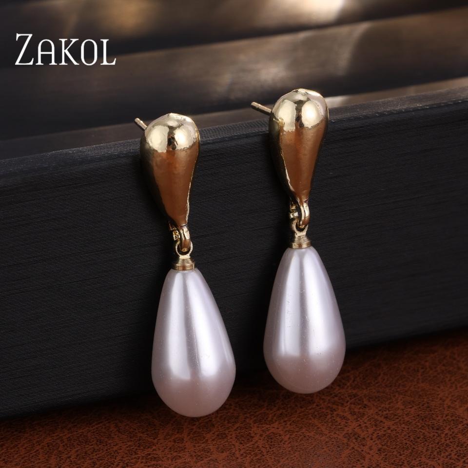 ZAKOL Long Temperament Fashion Water Drop Zircon Women's Dangle Earrings Exquisite Versatile Wedding Banquet Jewelry Accessories