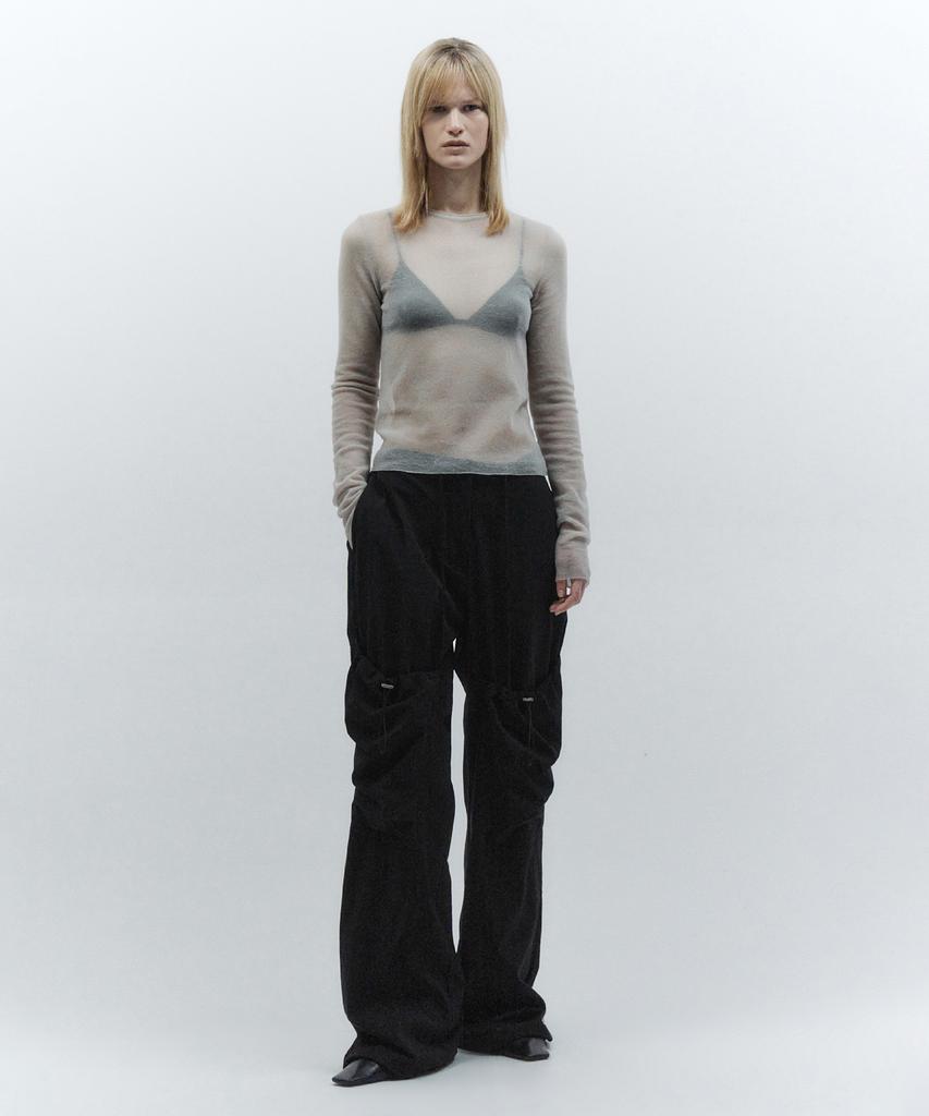 INSILENCE WOMEN Volume Pocket Parachute Pants Black