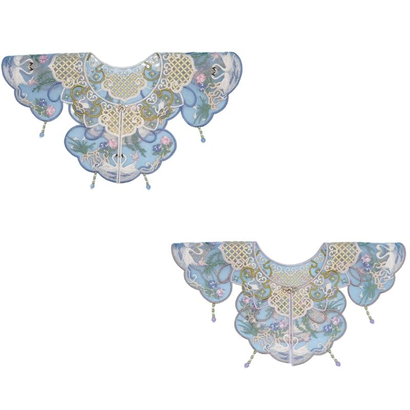 Removable Collar Shawl Yunjian Floral Shawl Chinese Embroidered Collar Decorative Shirt Collar Chinese Aesthetics