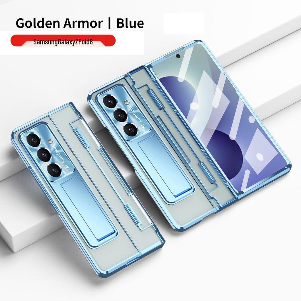 Защитный чехол для Samsung ZFold7 с плоским шарниром, электроплакированной пленкой для объектива и кожаным дизайном (Совместим с FOLD6 и W22)