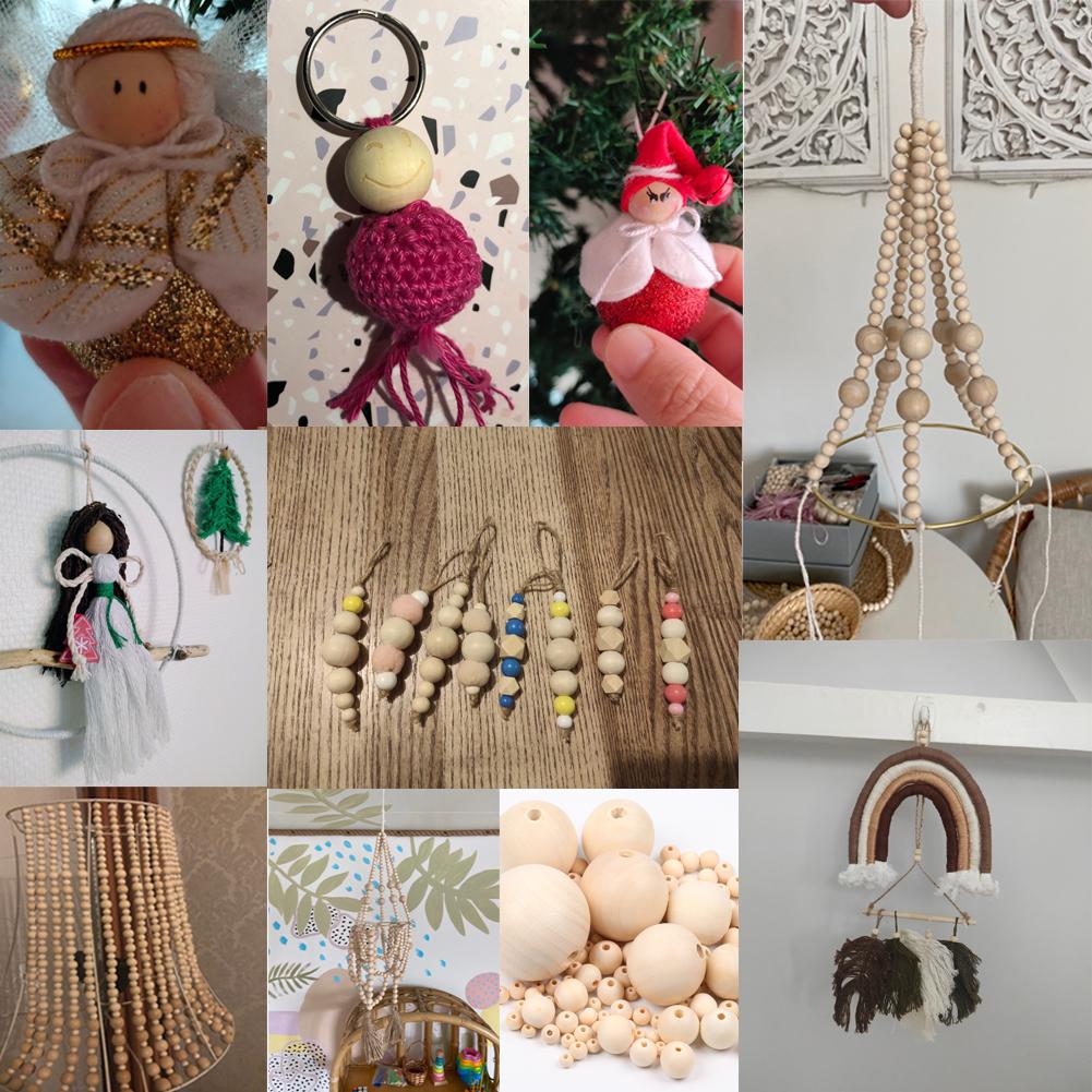 Natural Wooden Teething Round Ring Wood Lead-Free Beads For Jewelry Making DIY Handmade Accessories