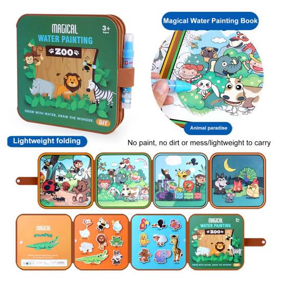 Волшебная водная раскраска для малышей Карманный складной мультфильм акварельный рисунок