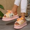 Новые шлепанцы на платформе больших размеров 2024 Горячая женская обувь С открытым носком Женские шлепанцы Модные шлепанцы с круглым носком На шнуровке Повседневные шлепанцы Женские