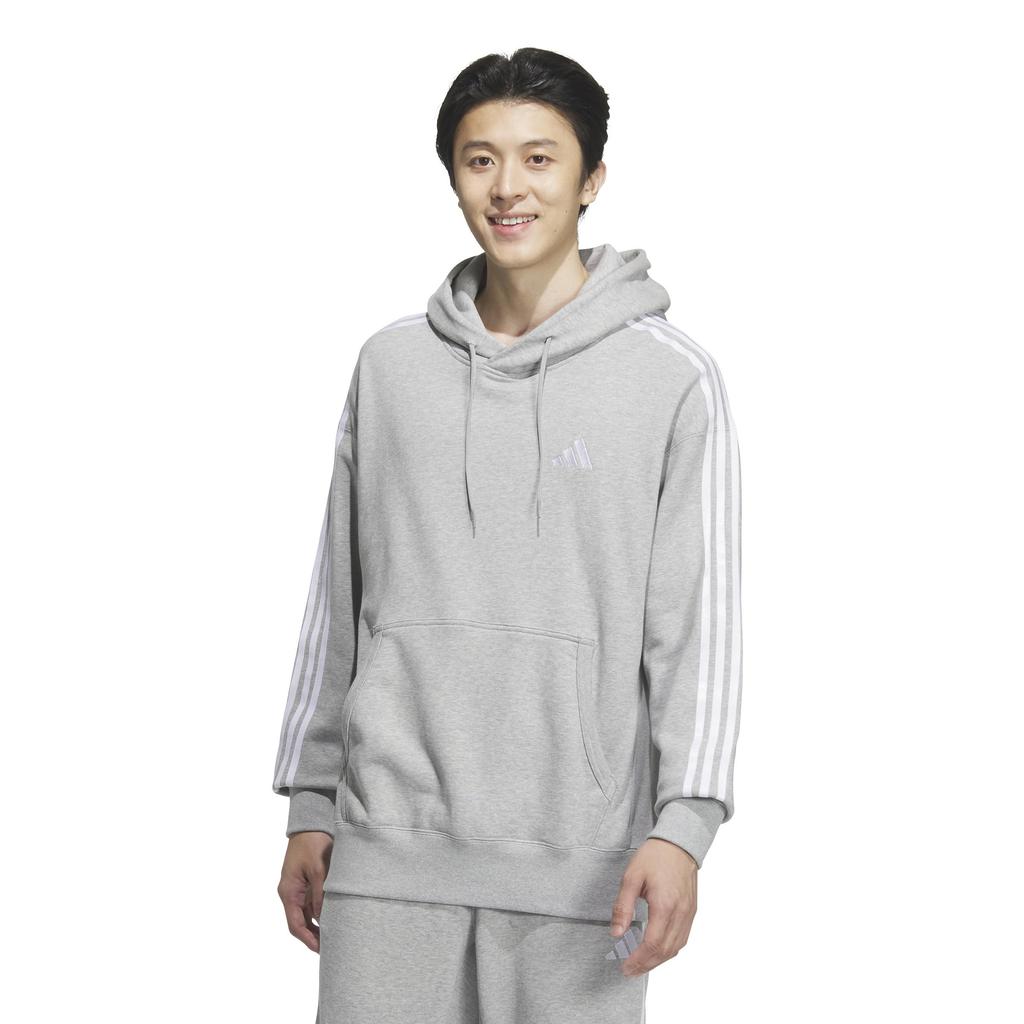 Adidas JUP96 Medium Gray Heather Men's ESS+ 3-Stripes Sweatshirt, (JW6976)