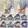 Floral Print Pattern Hair Scarf Double Sides Head Handkerchief Silk Scarf  Spring Summer Fall