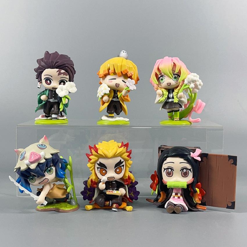 Hot Demon Slayer Tanjiro Kamado Nezuko Anime Cartoon Figure Blind Box Creative Statue Model Ornament Surprise Gift Box