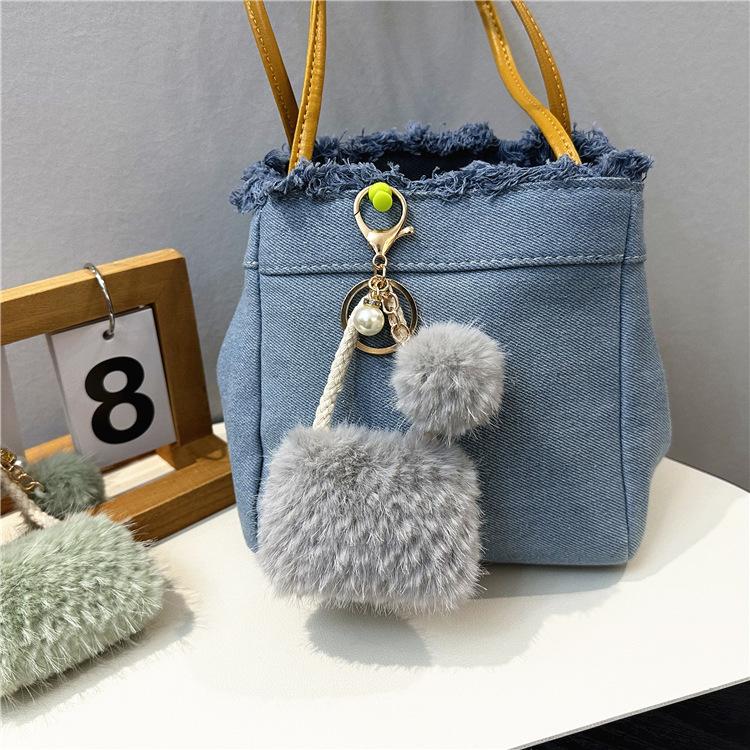 Luxury-inspired mini -shaped with adorable plush pearl charm Car accessory gift Bag Charm