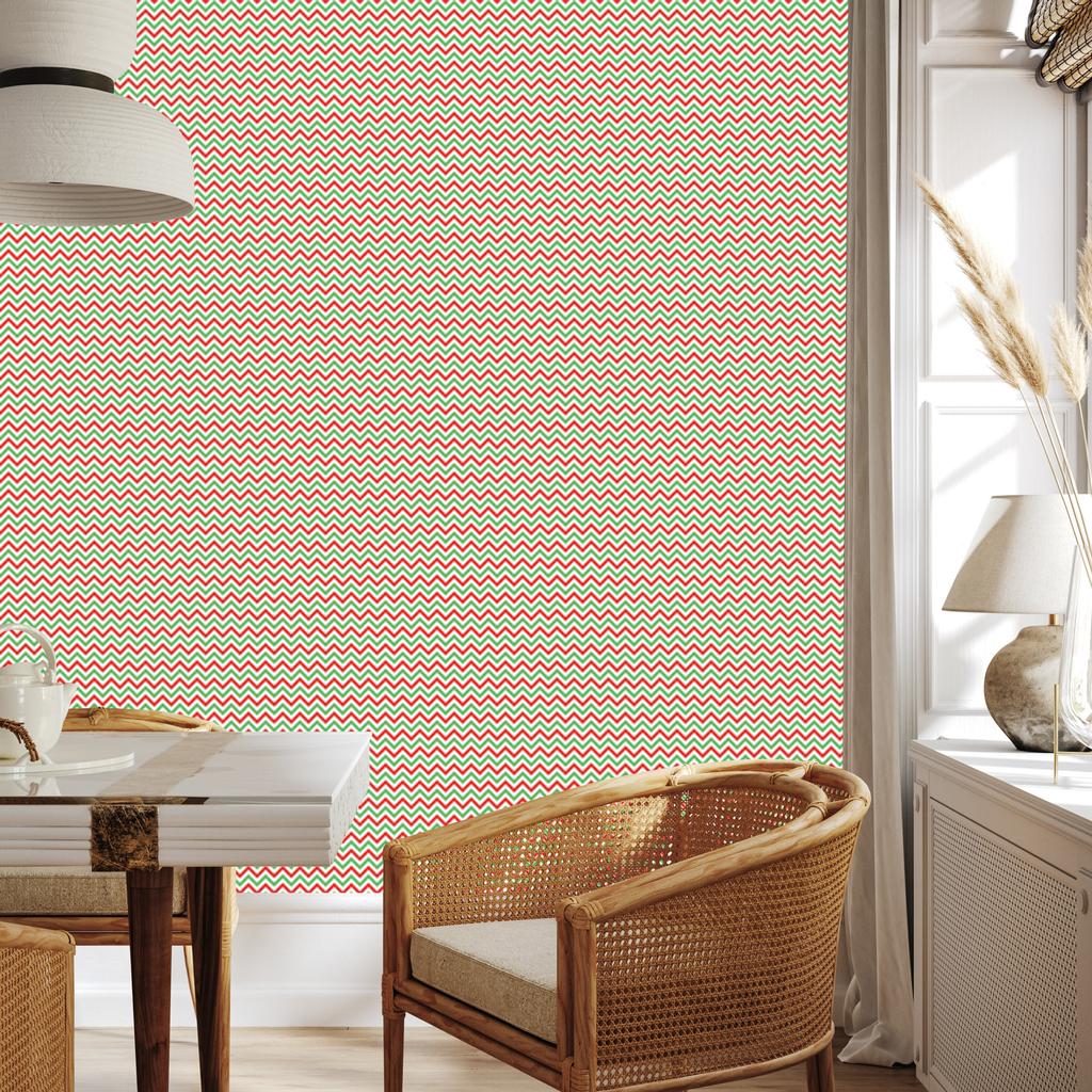 Zigzag Coral and Lime Wallpaper for Living Room and Bedroom 50x1000