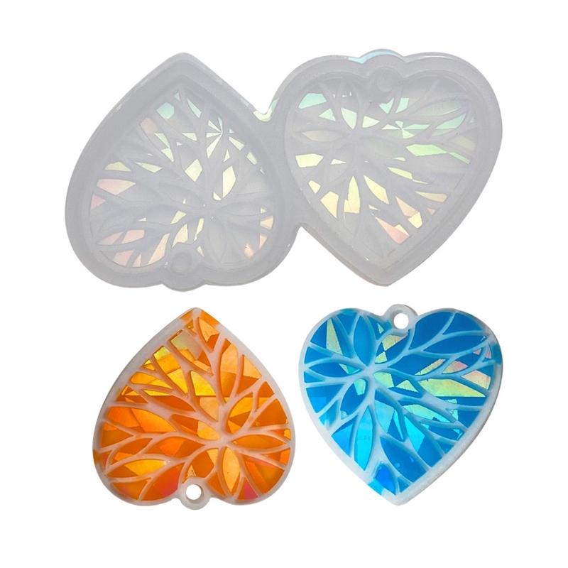 DIY Earring Holographic Silicone Mold Crystal Epoxy Resin Mold Heart Pendants Jewelry Making Casting Mold Decoration